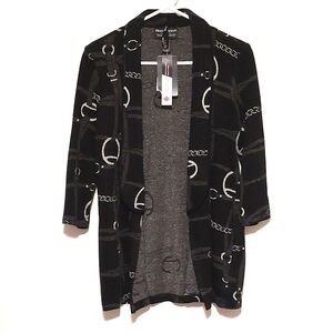 Frank Lyman Design Women's Funky Black & Metallic Silver Knit Blazer NWT Size 2